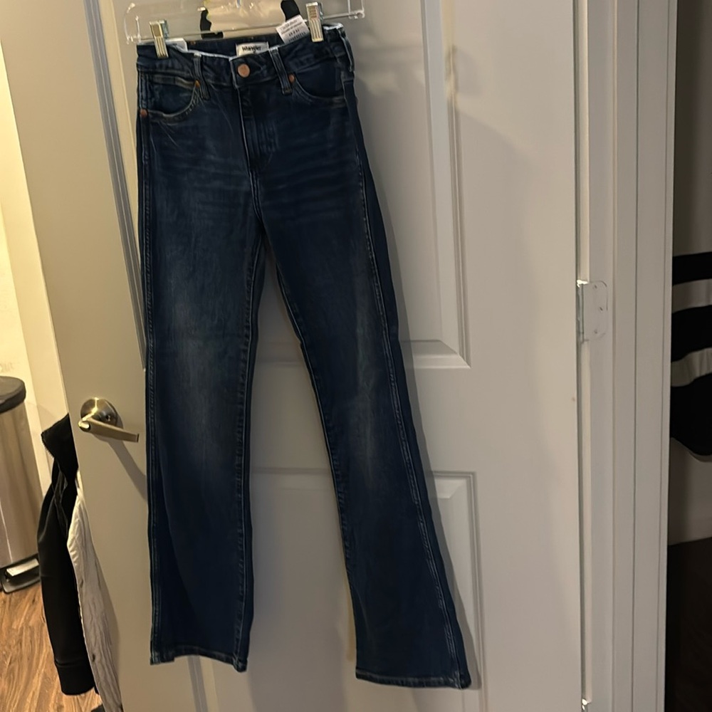 Free People Wrangler Mid Rise Bootcut Jeans Westward 626 Dark Blue Jeans 24|32